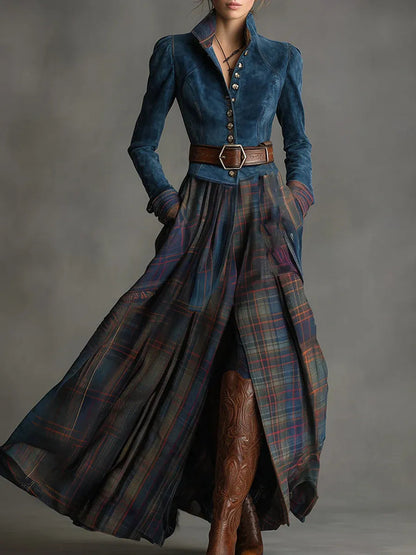 EDURNE ║ Blue suede maxi dress