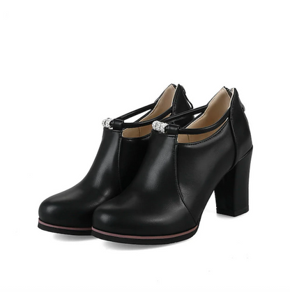 PENELOPE™ WOMEN'S RETRO ROUND TOE LEATHER HEELS