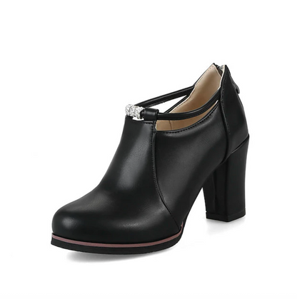 PENELOPE™ WOMEN'S RETRO ROUND TOE LEATHER HEELS