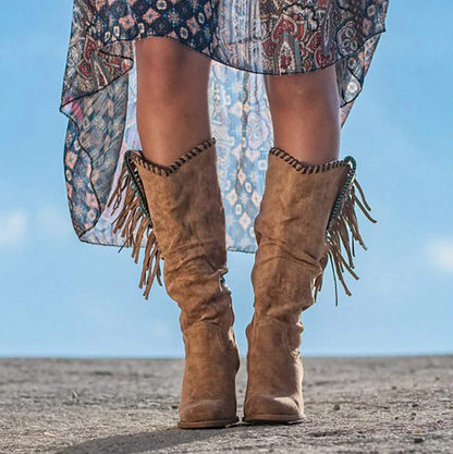 DAKOTA™ WOMEN'S FRINGE SUEDE WESTERN COWBOY BOOTS
