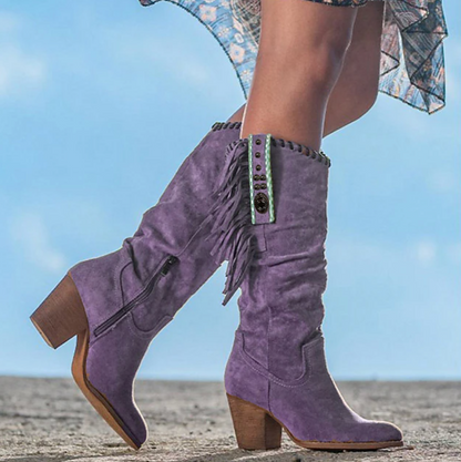 DAKOTA™ WOMEN'S FRINGE SUEDE WESTERN COWBOY BOOTS