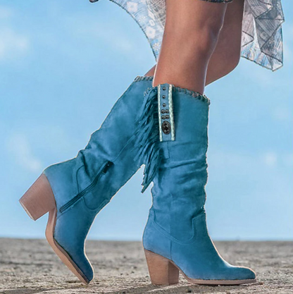 DAKOTA™ WOMEN'S FRINGE SUEDE WESTERN COWBOY BOOTS