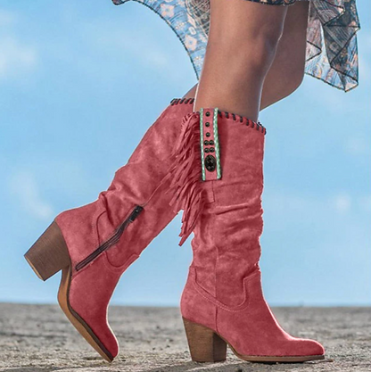 DAKOTA™ WOMEN'S FRINGE SUEDE WESTERN COWBOY BOOTS