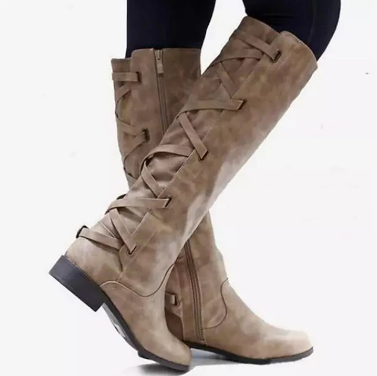 VIXEN™ WOMEN'S BUCKLE DETAIL MOTORCYCLE KNEE-HIGH BOOTS