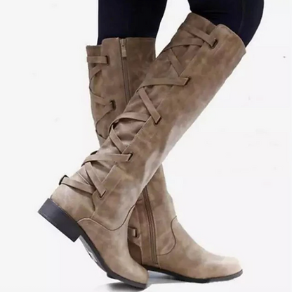 VIXEN™ WOMEN'S BUCKLE DETAIL MOTORCYCLE KNEE-HIGH BOOTS