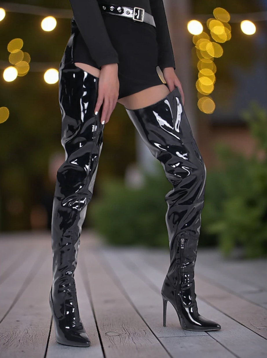 SCARLETTA™ WOMEN'S RED PATENT LEATHER STILETTO BOOTS