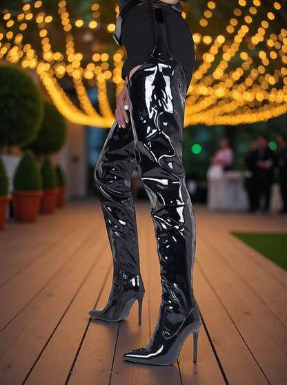SCARLETTA™ WOMEN'S RED PATENT LEATHER STILETTO BOOTS