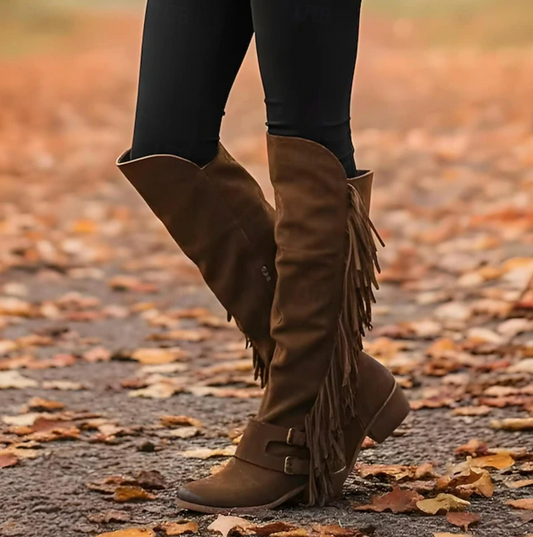 MONTANA™ WOMEN'S KNEE-HIGH BUCKLE STRAP WESTERN BOOTS