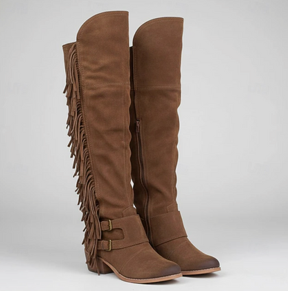 MONTANA™ WOMEN'S KNEE-HIGH BUCKLE STRAP WESTERN BOOTS