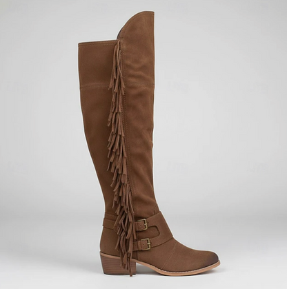 MONTANA™ WOMEN'S KNEE-HIGH BUCKLE STRAP WESTERN BOOTS