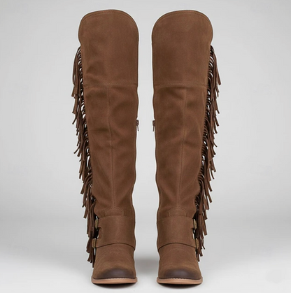 MONTANA™ WOMEN'S KNEE-HIGH BUCKLE STRAP WESTERN BOOTS