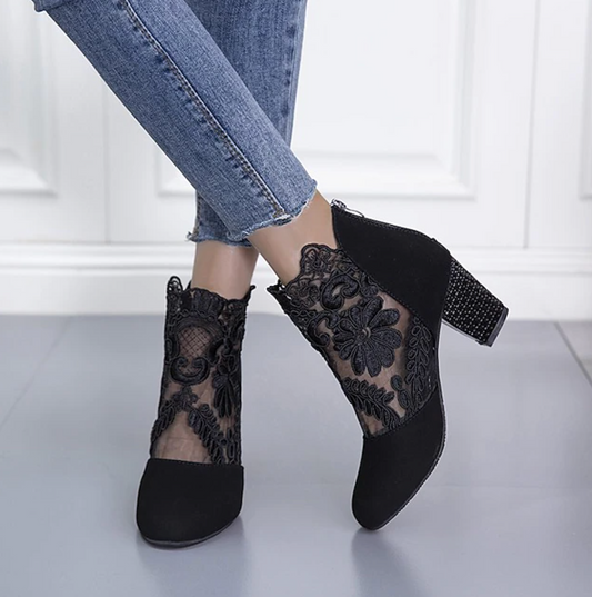OPHELIAS™ WOMEN'S LACE EMBROIDERED ANKLE BOOTS