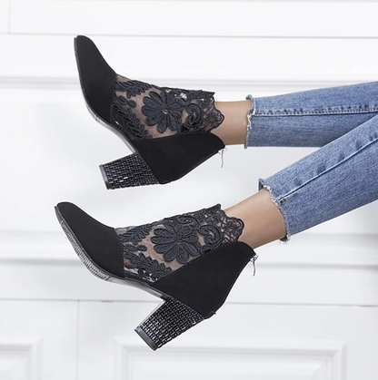 OPHELIAS™ WOMEN'S LACE EMBROIDERED ANKLE BOOTS