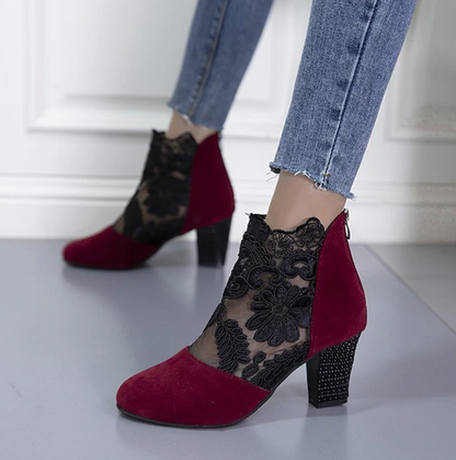 OPHELIAS™ WOMEN'S LACE EMBROIDERED ANKLE BOOTS