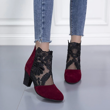 OPHELIAS™ WOMEN'S LACE EMBROIDERED ANKLE BOOTS