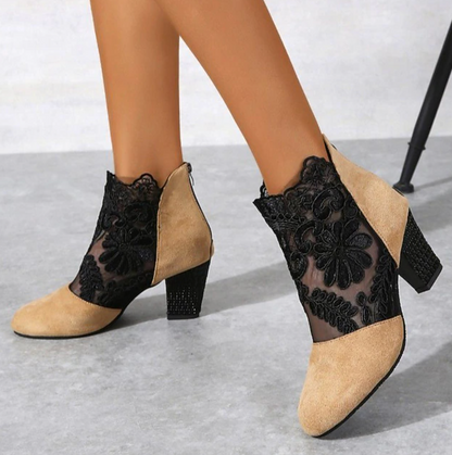 OPHELIAS™ WOMEN'S LACE EMBROIDERED ANKLE BOOTS