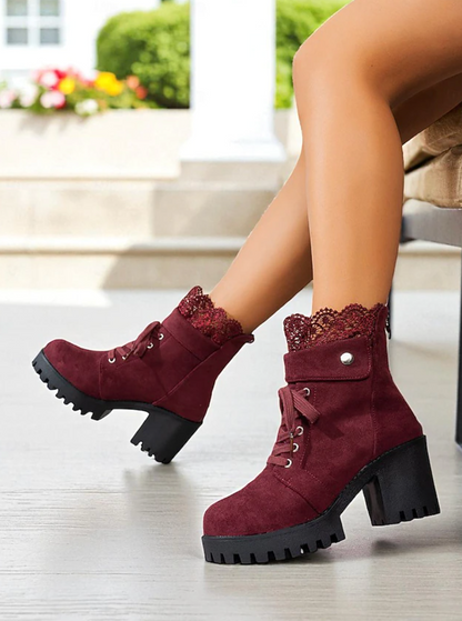 MAIA™ WOMEN'S BROWN FAUX SUEDE VINTAGE ANKLE BOOTS