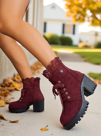 MAIA™ WOMEN'S BROWN FAUX SUEDE VINTAGE ANKLE BOOTS