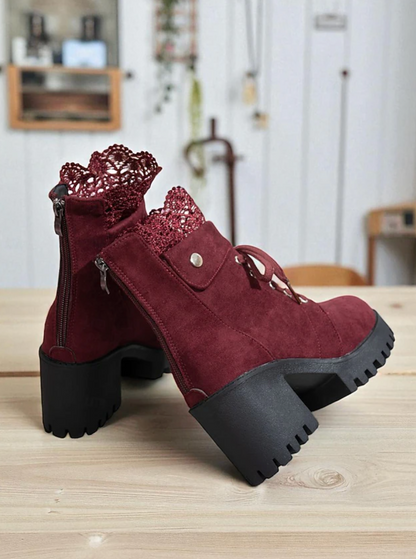 MAIA™ WOMEN'S BROWN FAUX SUEDE VINTAGE ANKLE BOOTS