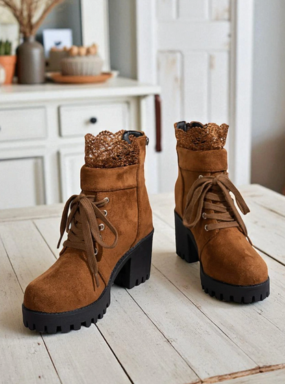 MAIA™ WOMEN'S BROWN FAUX SUEDE VINTAGE ANKLE BOOTS