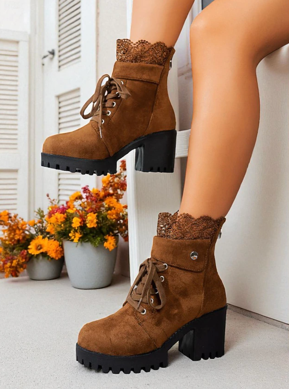 MAIA™ WOMEN'S BROWN FAUX SUEDE VINTAGE ANKLE BOOTS