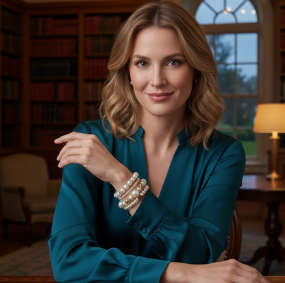 LUMIÈRE PEARL™ — ELEGANT WHITE 4PCS PEARL BEADED HANDMADE BRACELET SET