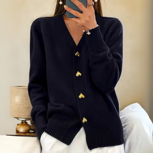 LEONA™ | HEART-BUTTON CARDIGAN