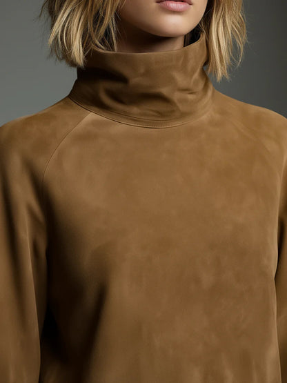 BELI - OVERSIZED SUEDE MINI DRESS WITH HIGH NECK