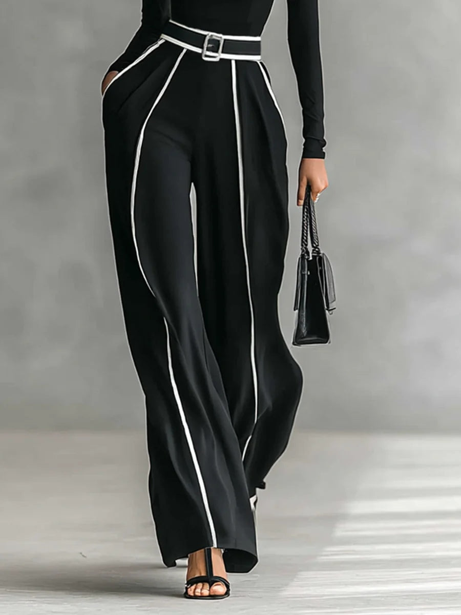 EMMA - ELEGANT TWO PIECE SET WITH HIGH NECK AND WIDE LEG PANTS