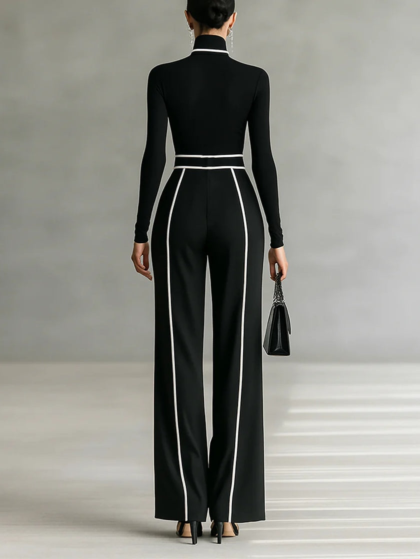 EMMA - ELEGANT TWO PIECE SET WITH HIGH NECK AND WIDE LEG PANTS