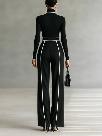 EMMA - ELEGANT TWO PIECE SET WITH HIGH NECK AND WIDE LEG PANTS