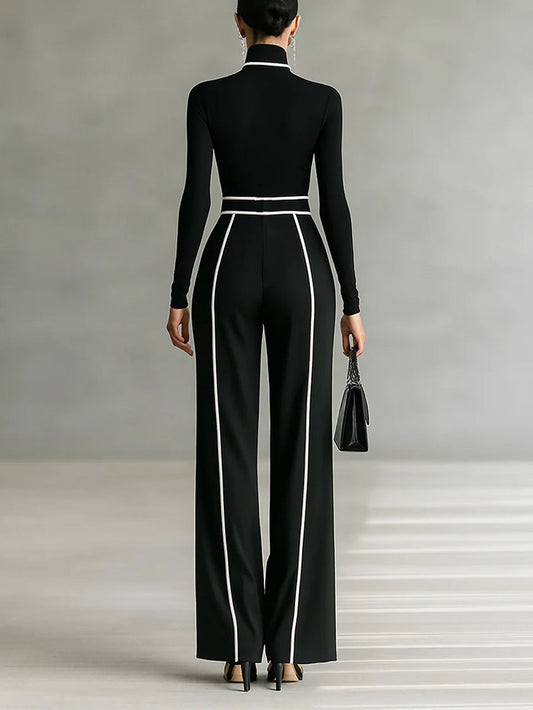 EMMA - ELEGANT TWO PIECE SET WITH HIGH NECK AND WIDE LEG PANTS