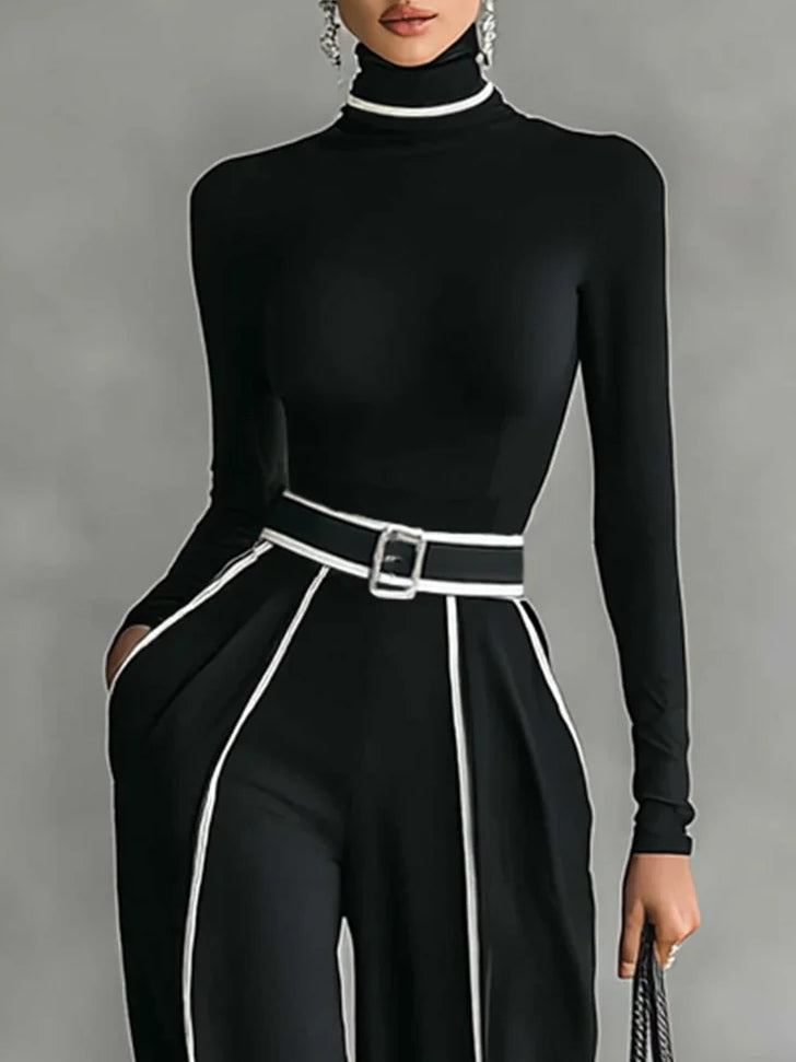 EMMA - ELEGANT TWO PIECE SET WITH HIGH NECK AND WIDE LEG PANTS