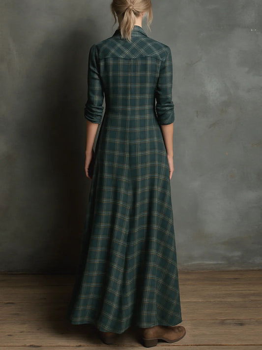 VALENTINA™ | LONG CHECKED DRESS
