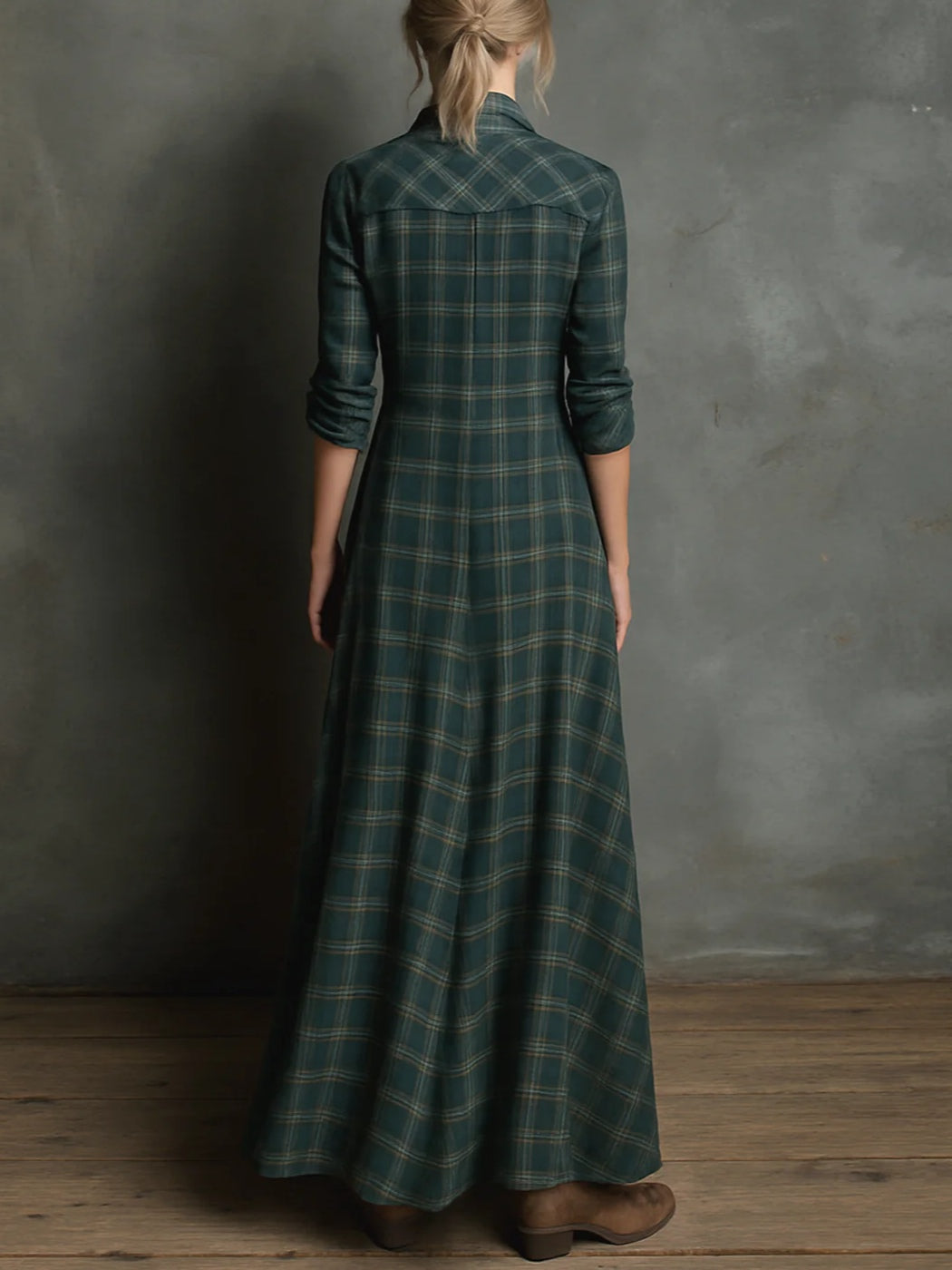 VALENTINA - LONG PLAID DRESS