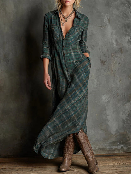VALENTINA - LONG PLAID DRESS