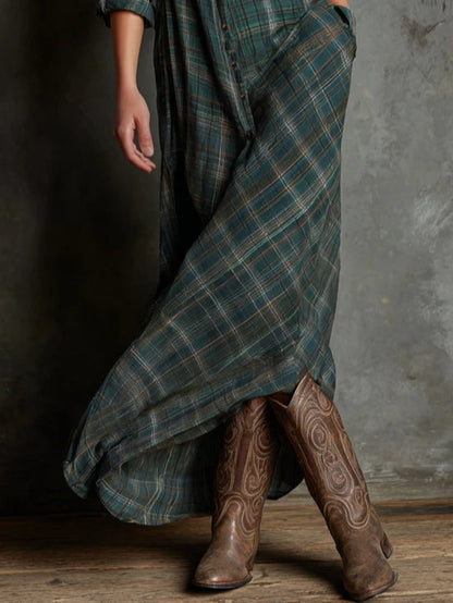 VALENTINA - LONG PLAID DRESS