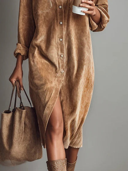 ESTELA™ | RELAXED CORDUROY MIDI DRESS