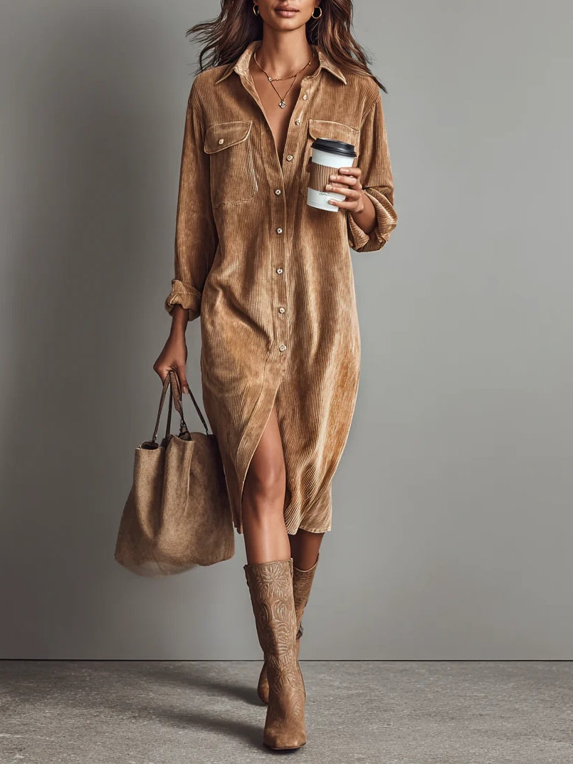 ESTELA™ | RELAXED CORDUROY MIDI DRESS