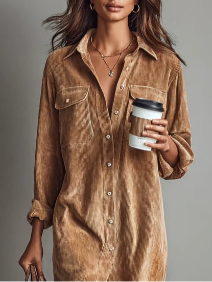 ESTELA™ | RELAXED CORDUROY MIDI DRESS