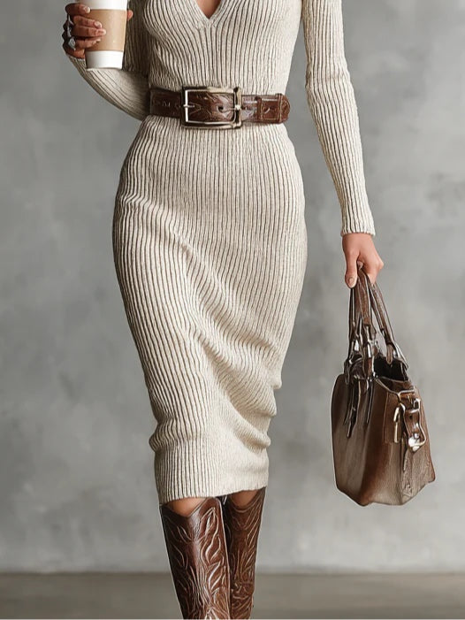 CLARA - KNIT DRESS WITH MOCK TURTLENECK