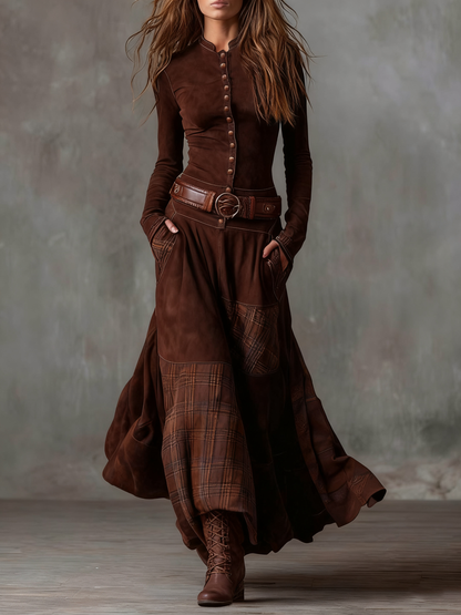 LILY™ | BELTED SUEDE MAXI DRESS