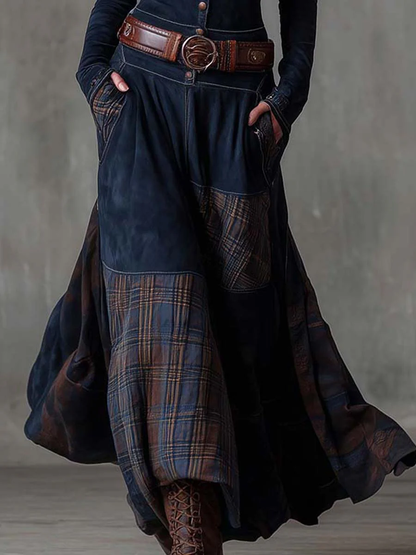 ELISA™ | SUEDE MAXI DRESS WITH BELT