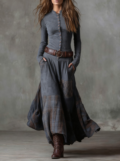 AZUCENA - SUEDE MAXI DRESS WITH BELT