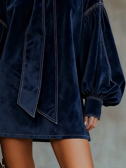 TRINIDAD™ | VELVET MINI DRESS WITH BOW TIE