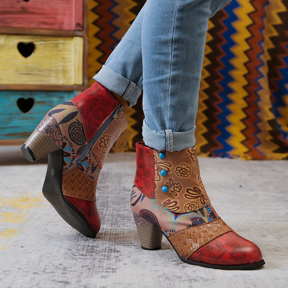 ZARA™ WOMEN'S ETHNIC STYLE ZIPPER ANKLE BOOTS