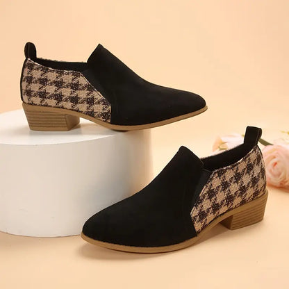 RYLEE™ PREMIUM HOUNDSTOOTH PATTERN CHUNKY HEEL BOOTS