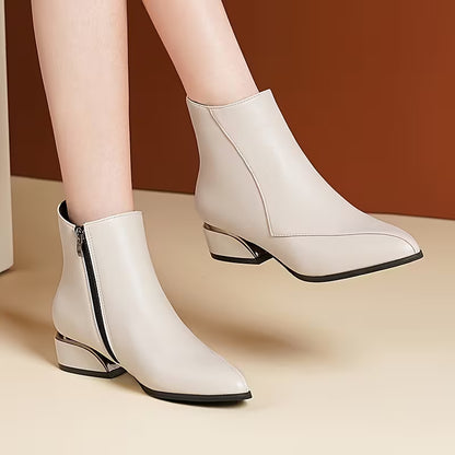 ALORAS™ WOMEN'S CHUNKY LOW HEEL POINTED TOE ANKLE BOOTS