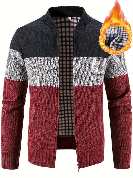 STONEVAULT EDGE™ — MEN’S HIGH NECK COLOR BLOCK FLEECE-KNIT SWEATER