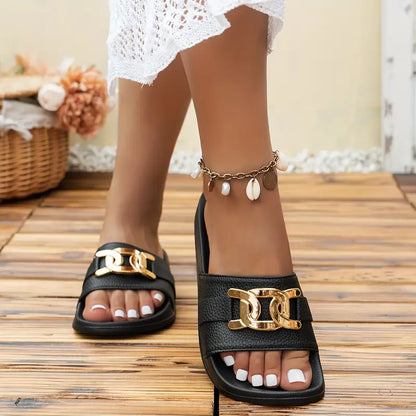 AMBRI™ WOMEN'S ELEGANT GOLD BUCKLE SLIDES